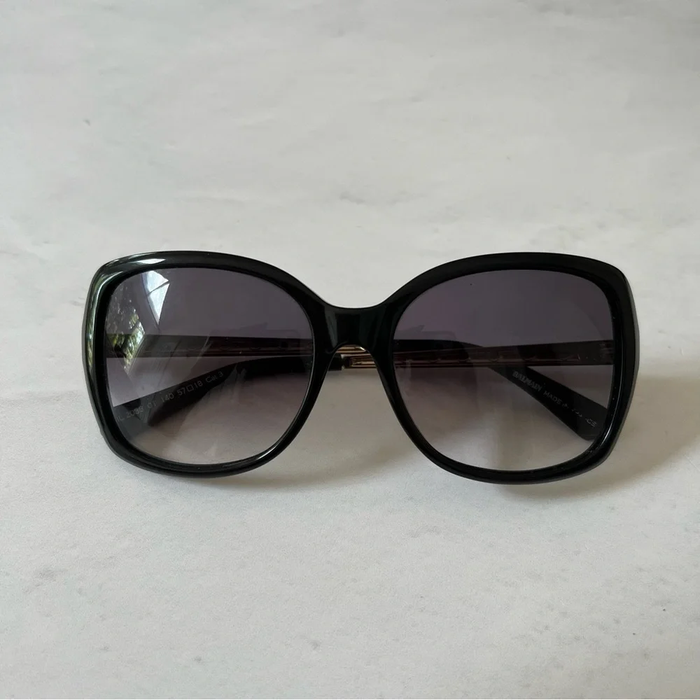 Balmain Black & Gold Sunglasses w/ Gray Gradient Lens